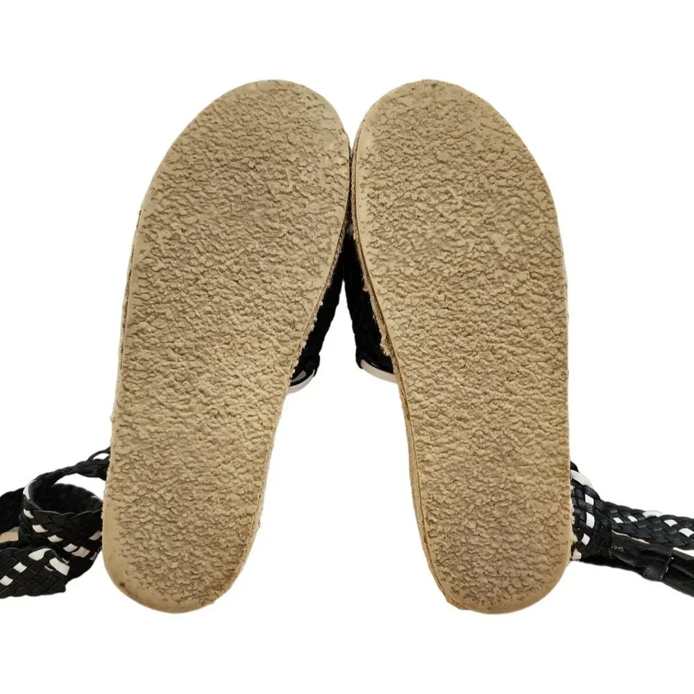 Zimmermann Espadrille Sandals Ankle Strap Black White Shoes Summer 5.5 36